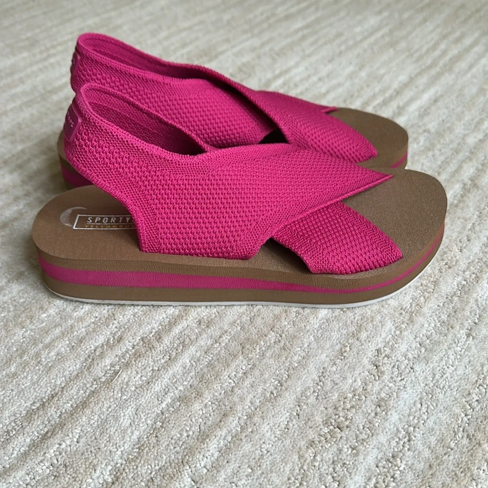 Yellow Box Miranda Knit Flatform Wedge Sandal SPORTYB™ Collection Pink Size 6.5 - Picture 6 of 17
